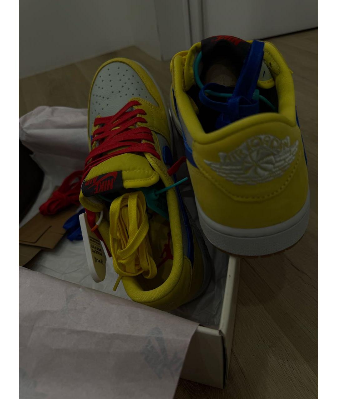 NIKE Желтые кожаные низкие кроссовки / кеды, фото 4