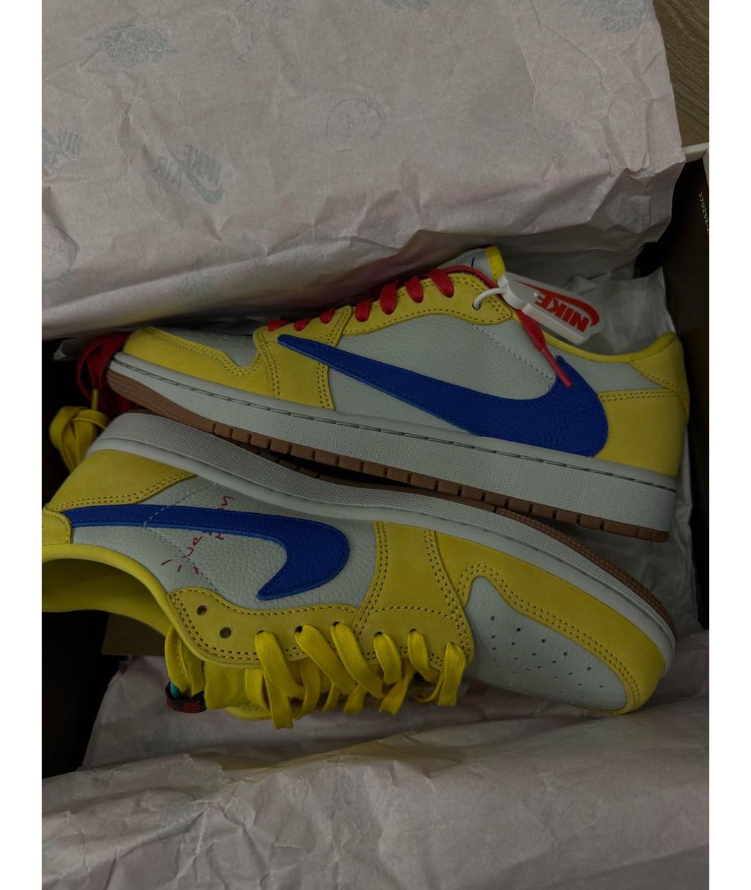 NIKE Желтые кожаные низкие кроссовки / кеды, фото 2