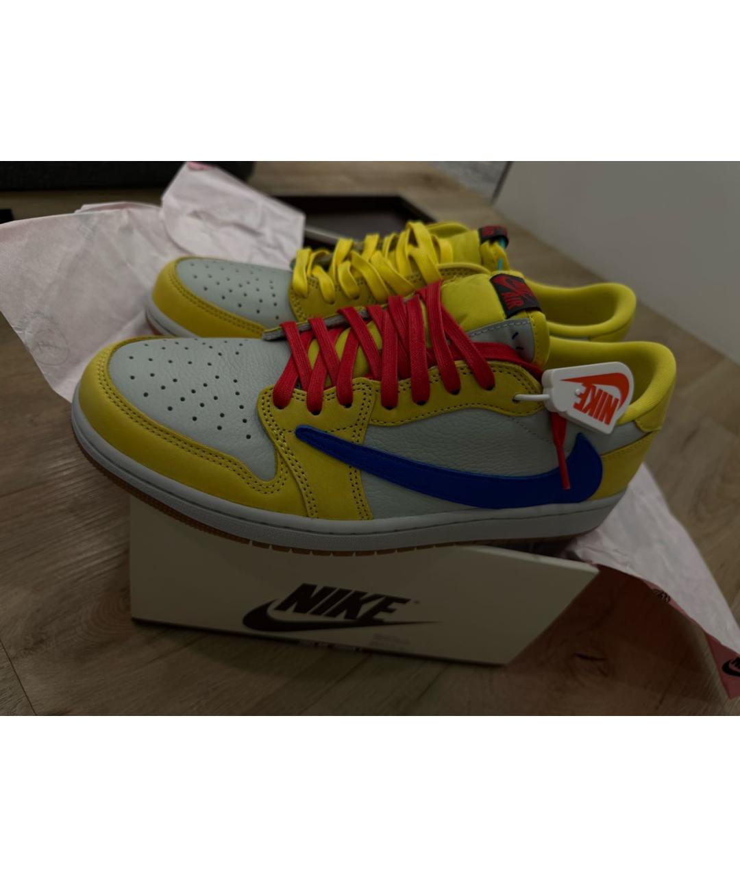 NIKE Желтые кожаные низкие кроссовки / кеды, фото 5