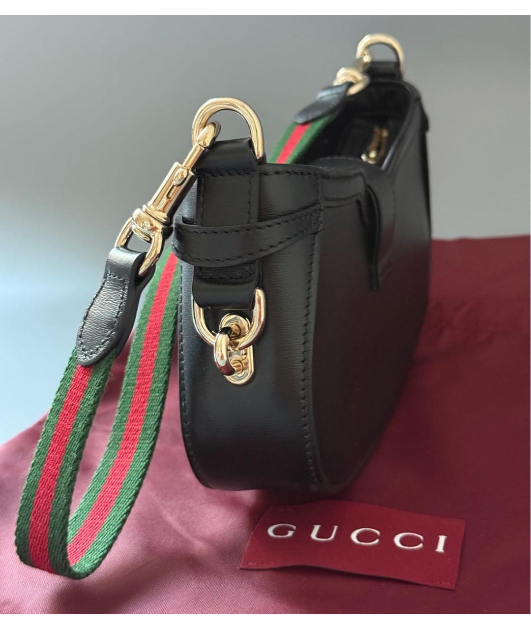 GUCCI Черная кожаная сумка через плечо, фото 6