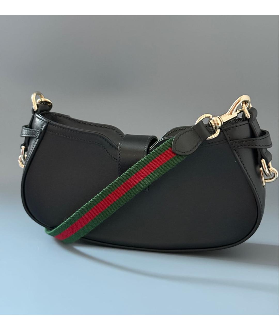 GUCCI Черная кожаная сумка через плечо, фото 3