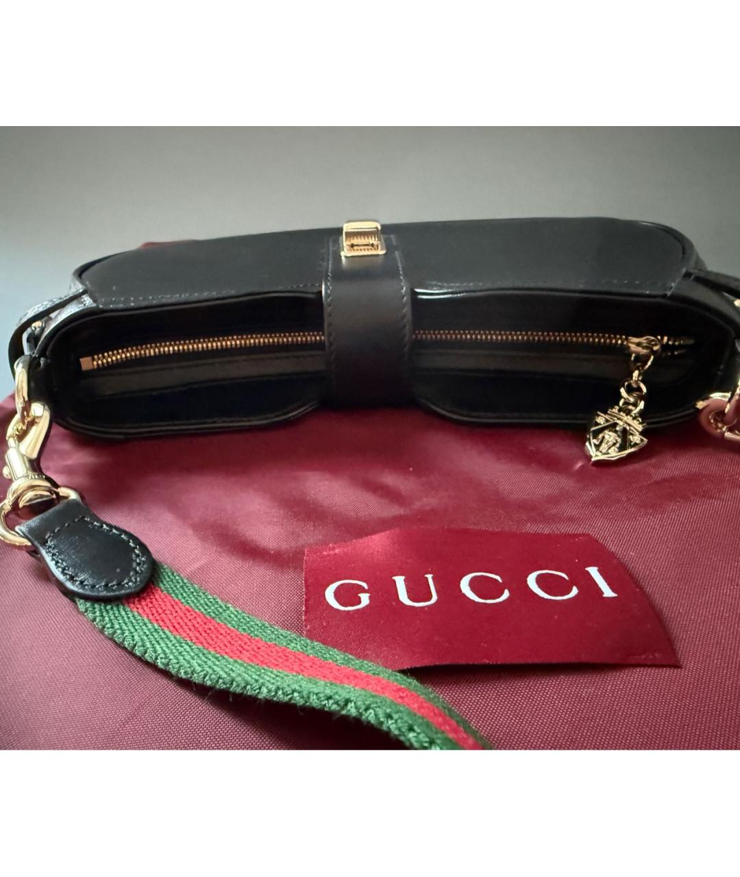 GUCCI Черная кожаная сумка через плечо, фото 8