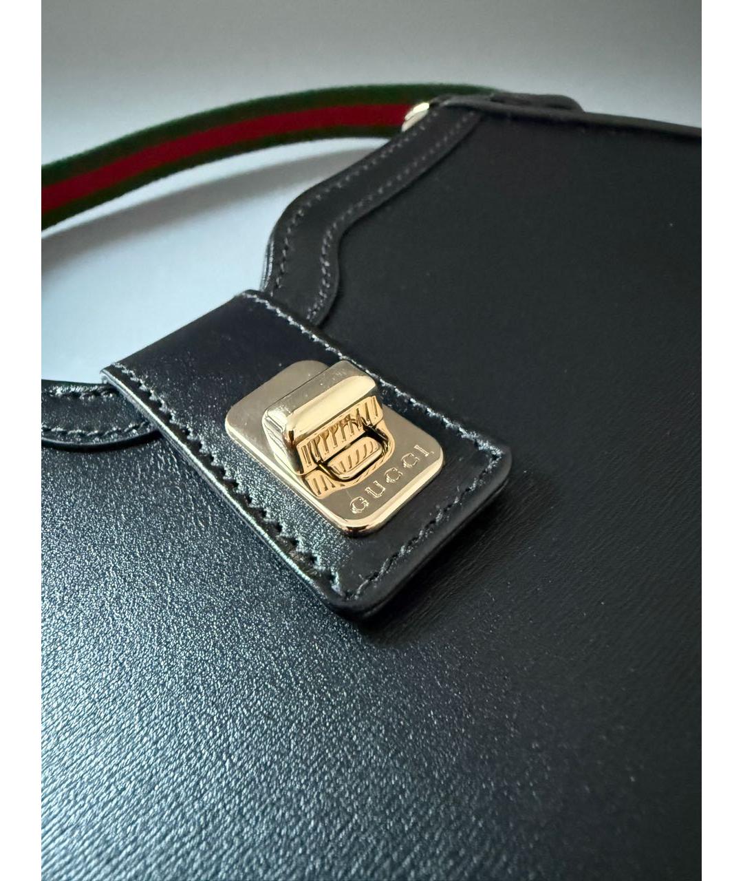 GUCCI Черная кожаная сумка через плечо, фото 5