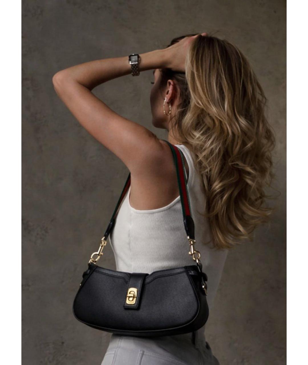 GUCCI Черная кожаная сумка через плечо, фото 4