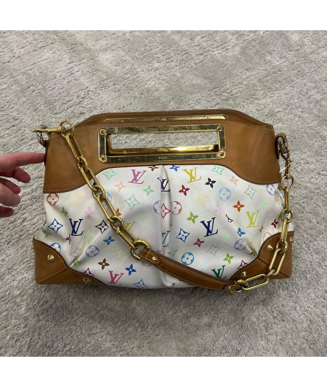 LOUIS VUITTON Белая кожаная сумка через плечо, фото 9