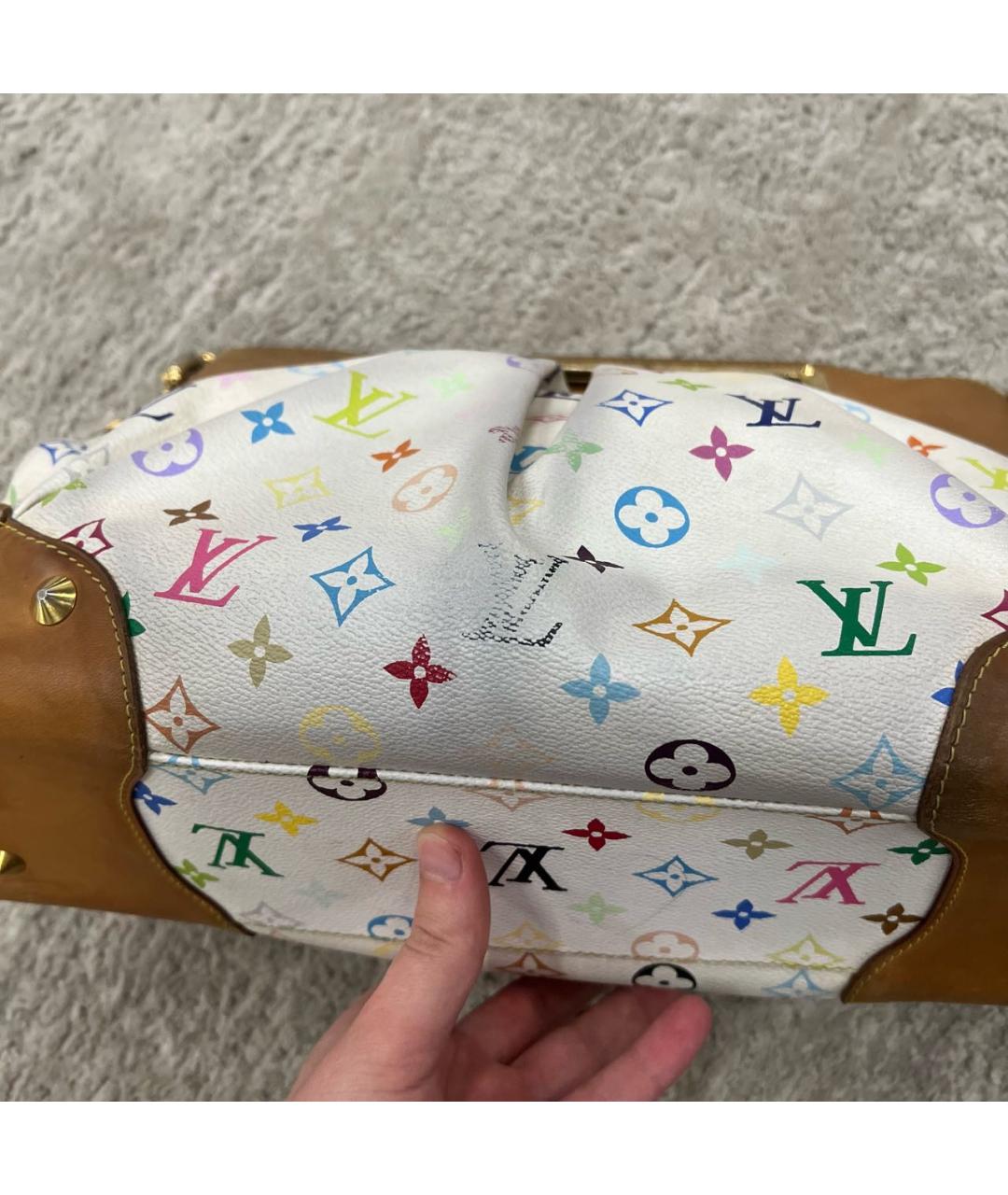 LOUIS VUITTON Белая кожаная сумка через плечо, фото 7