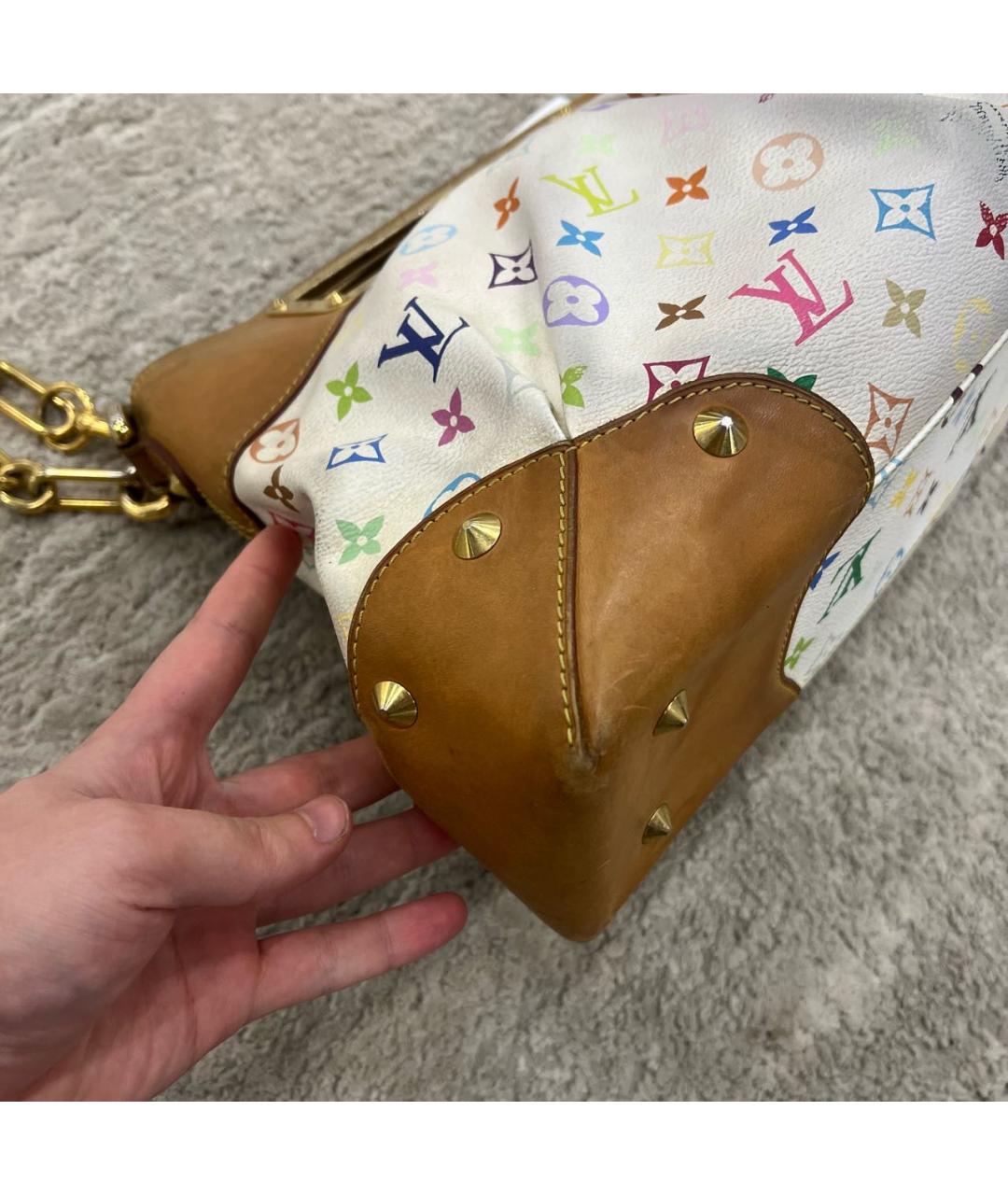 LOUIS VUITTON Белая кожаная сумка через плечо, фото 8