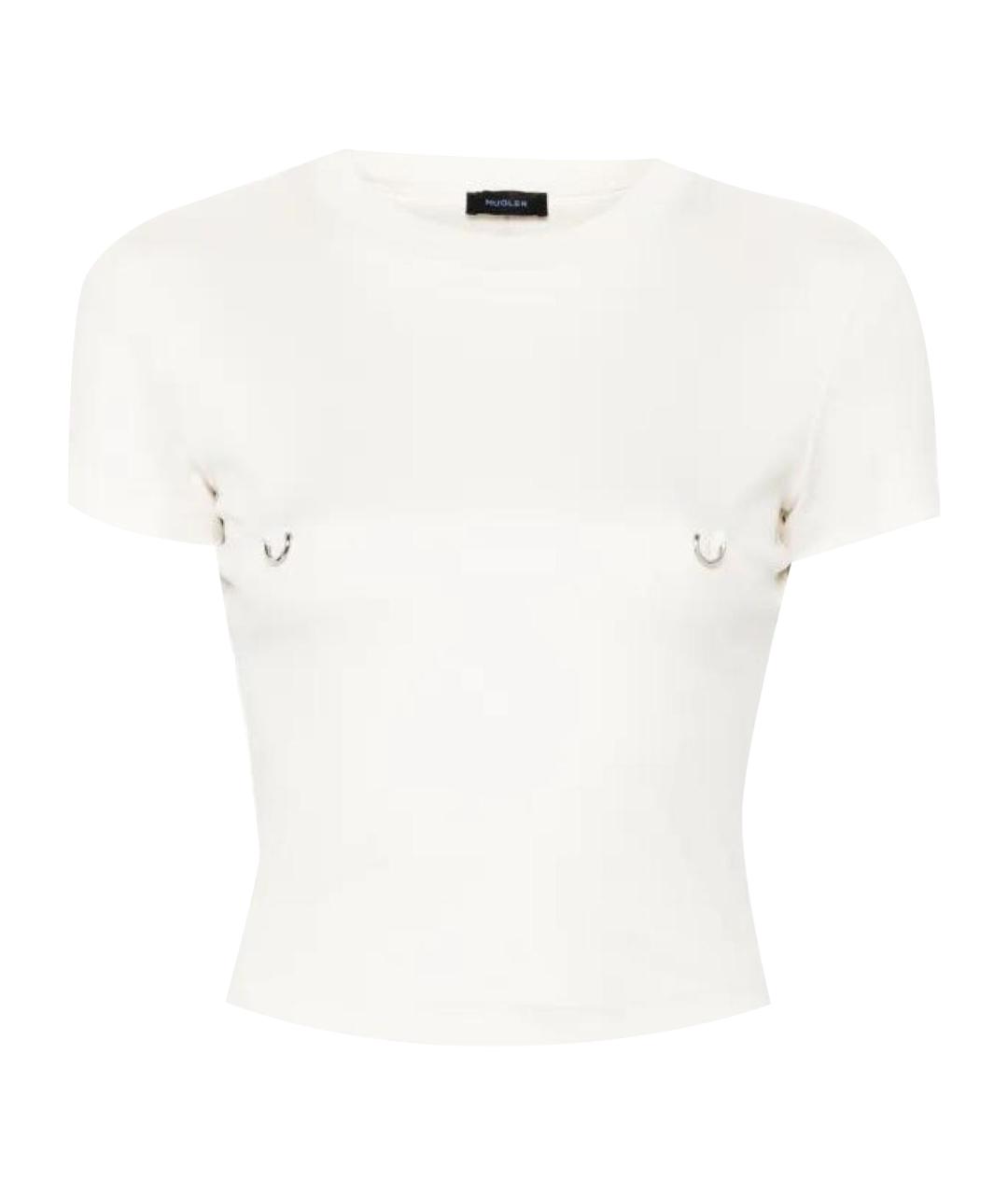 MUGLER Белая хлопковая футболка, фото 1