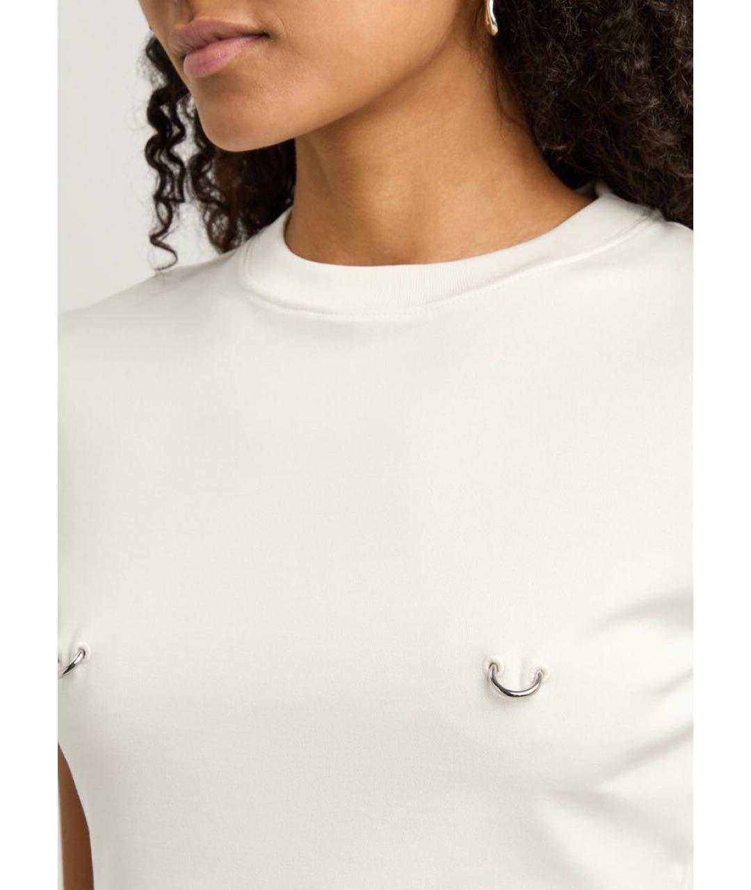 MUGLER Белая хлопковая футболка, фото 4