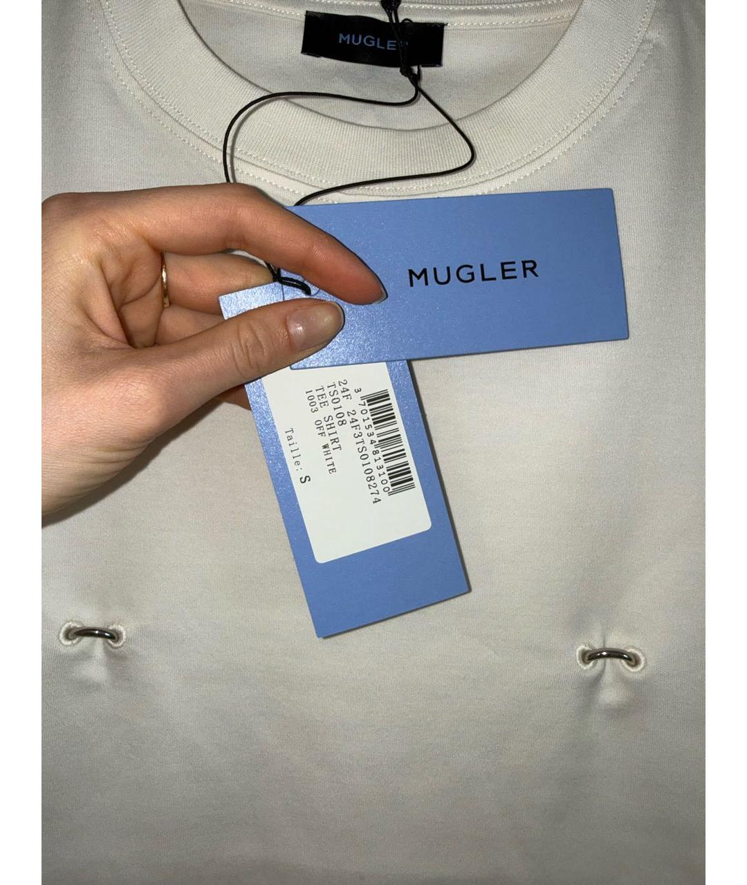 MUGLER Белая хлопковая футболка, фото 5