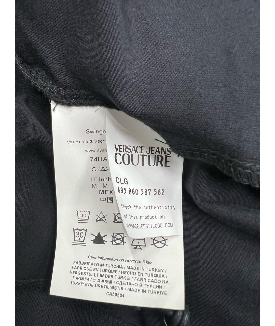 VERSACE Черная хлопко-эластановая футболка, фото 4