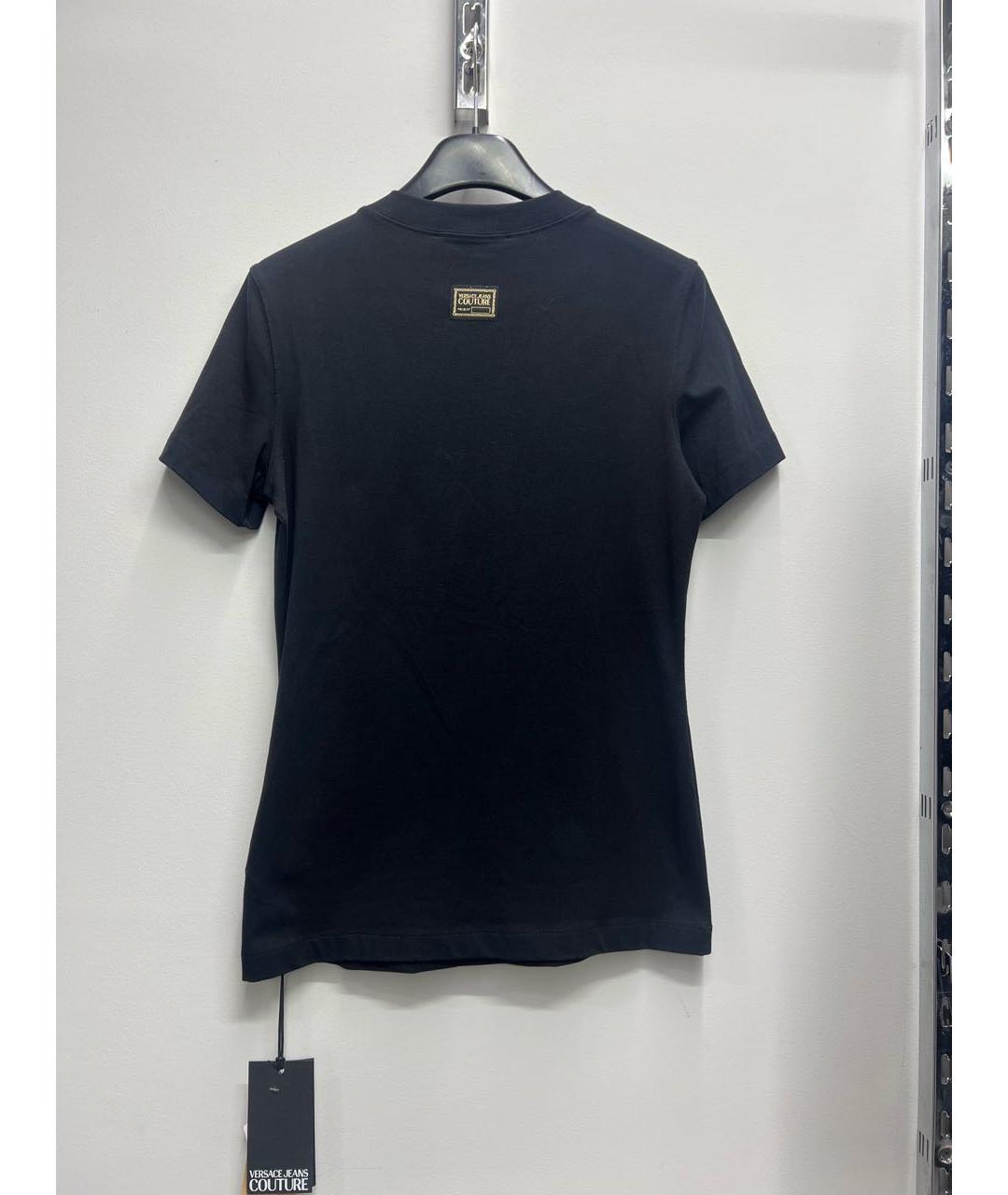 VERSACE Черная хлопко-эластановая футболка, фото 3