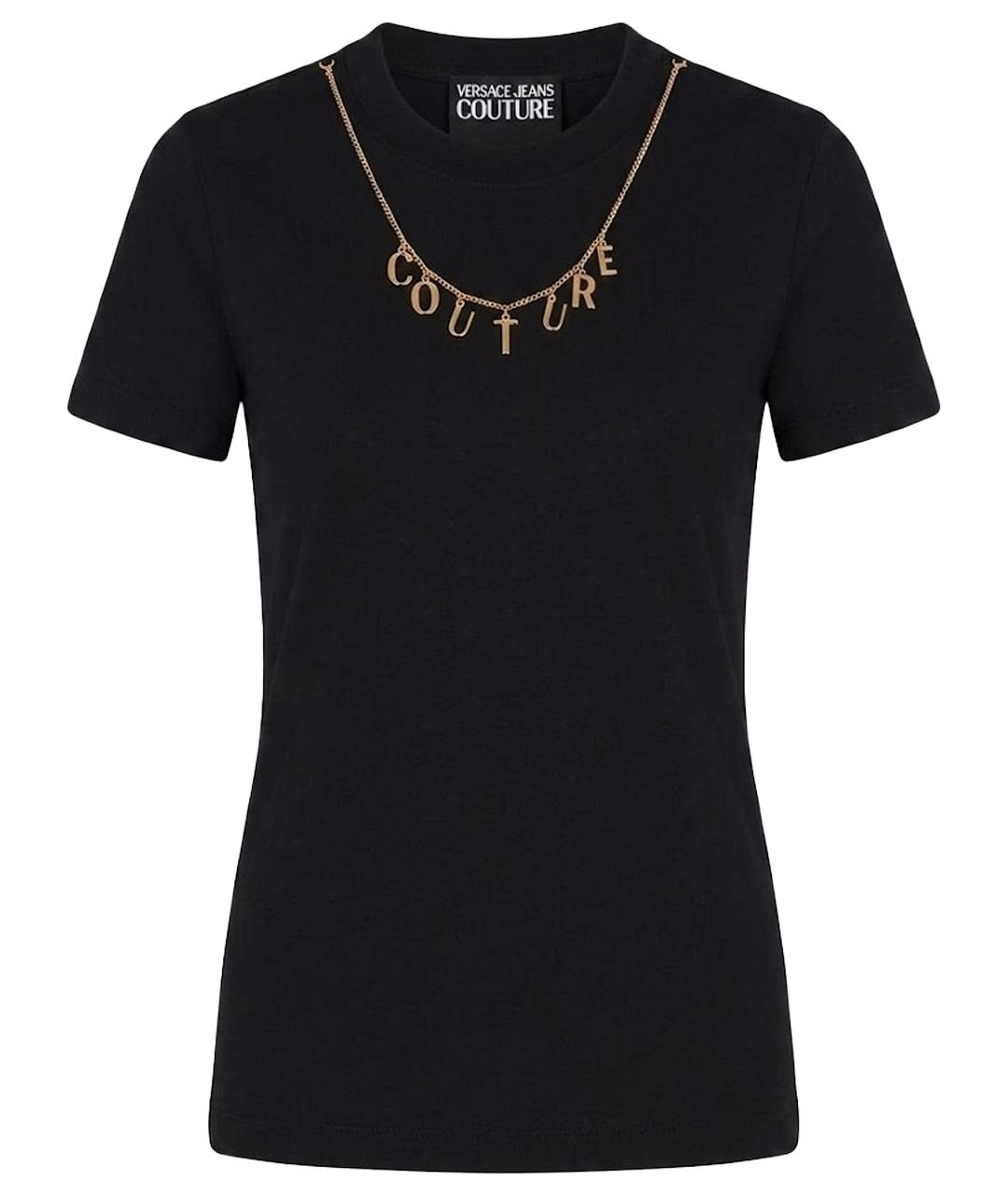 VERSACE Черная хлопко-эластановая футболка, фото 1