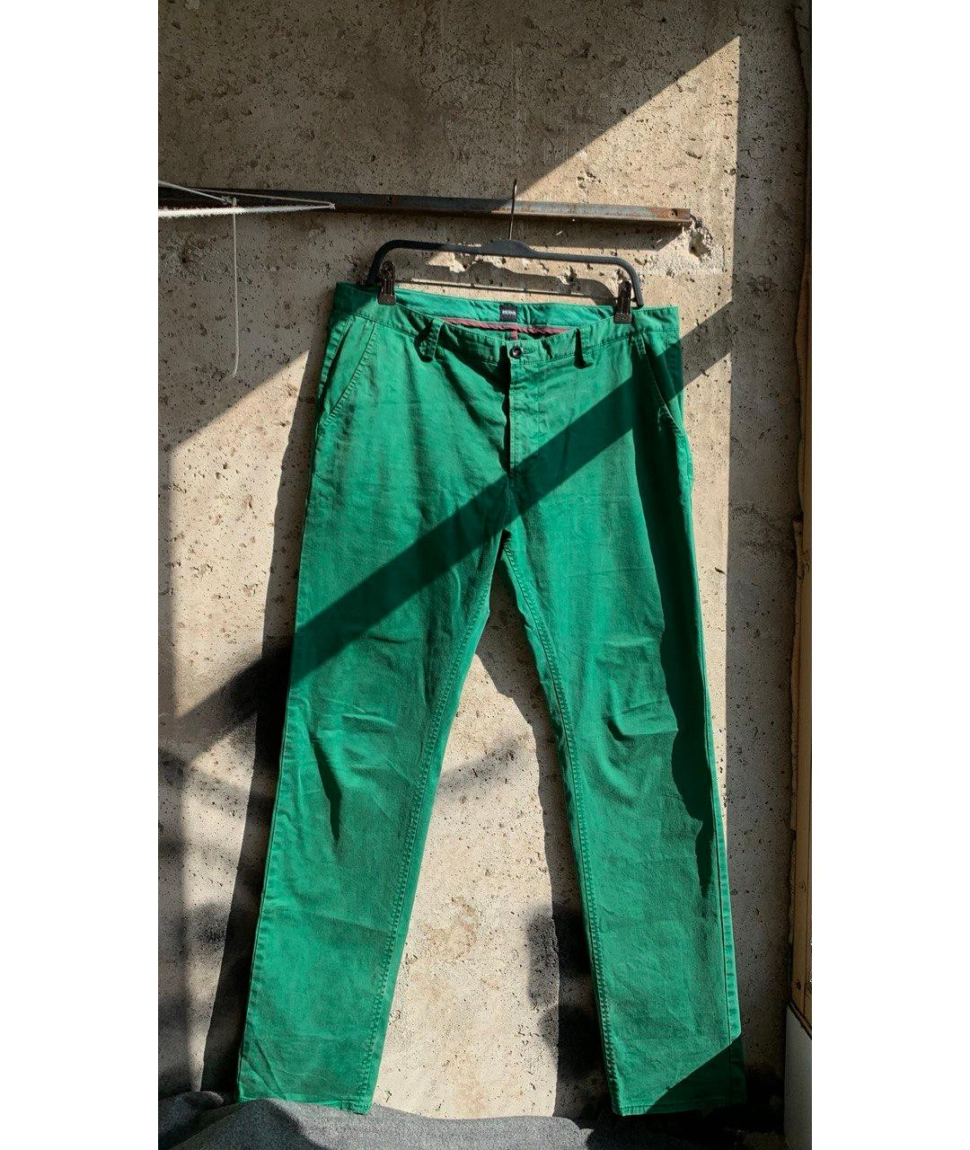 HUGO BOSS Зеленые хлопко-эластановые брюки чинос, фото 6