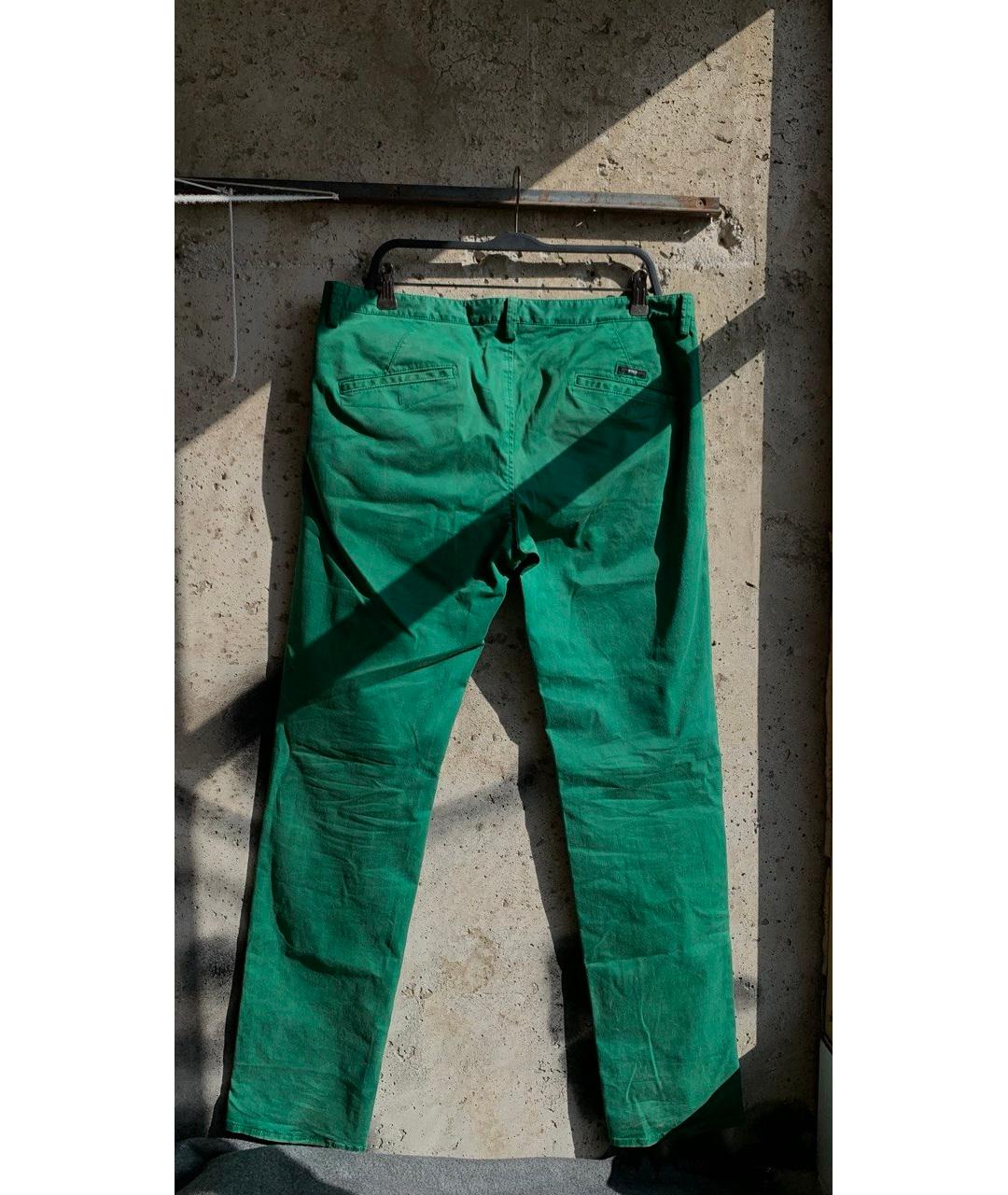 HUGO BOSS Зеленые хлопко-эластановые брюки чинос, фото 2