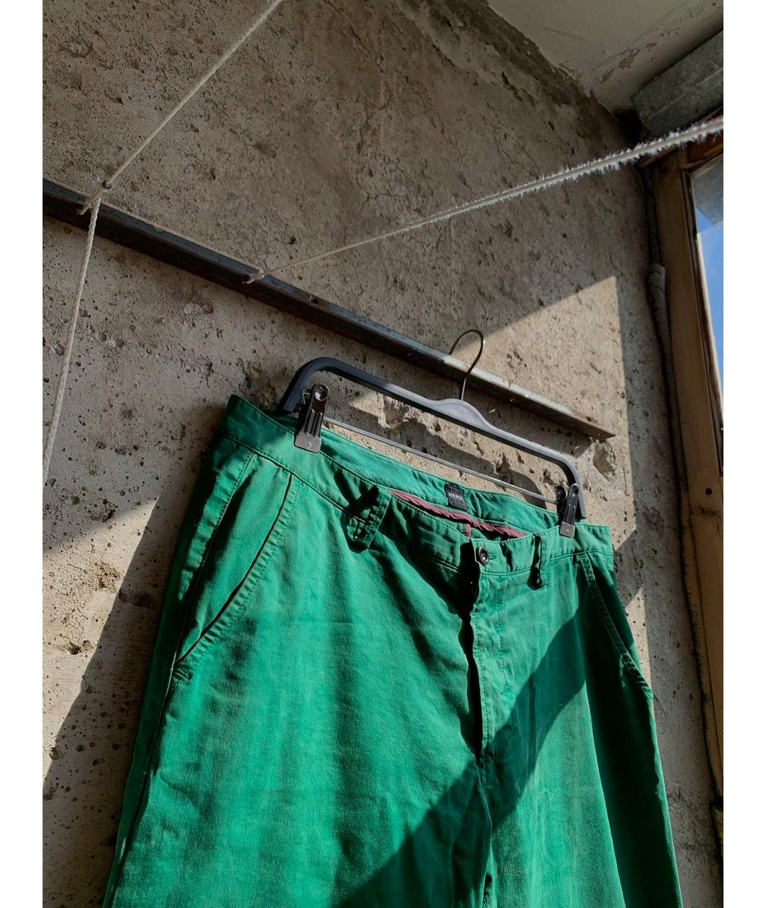 HUGO BOSS Зеленые хлопко-эластановые брюки чинос, фото 5