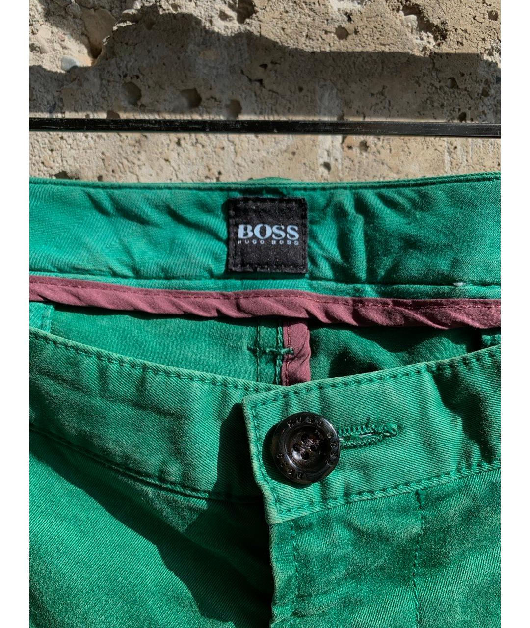 HUGO BOSS Зеленые хлопко-эластановые брюки чинос, фото 4