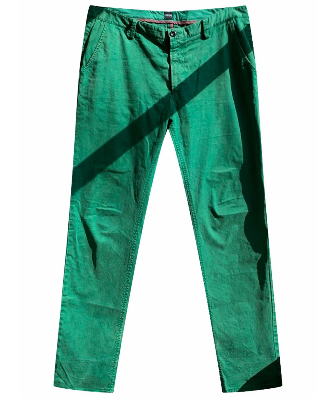 HUGO BOSS Зеленые хлопко-эластановые брюки чинос, фото 1