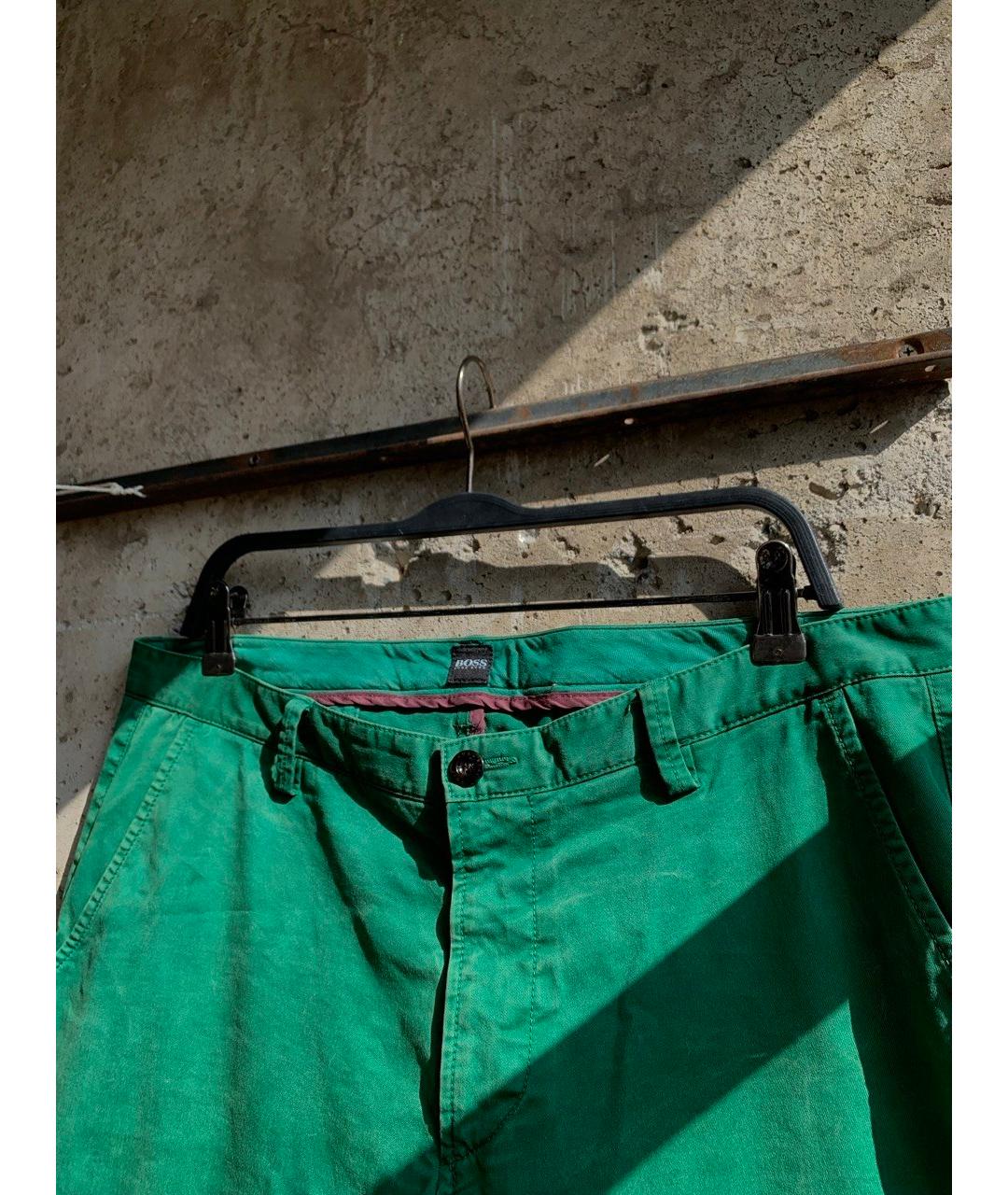 HUGO BOSS Зеленые хлопко-эластановые брюки чинос, фото 3