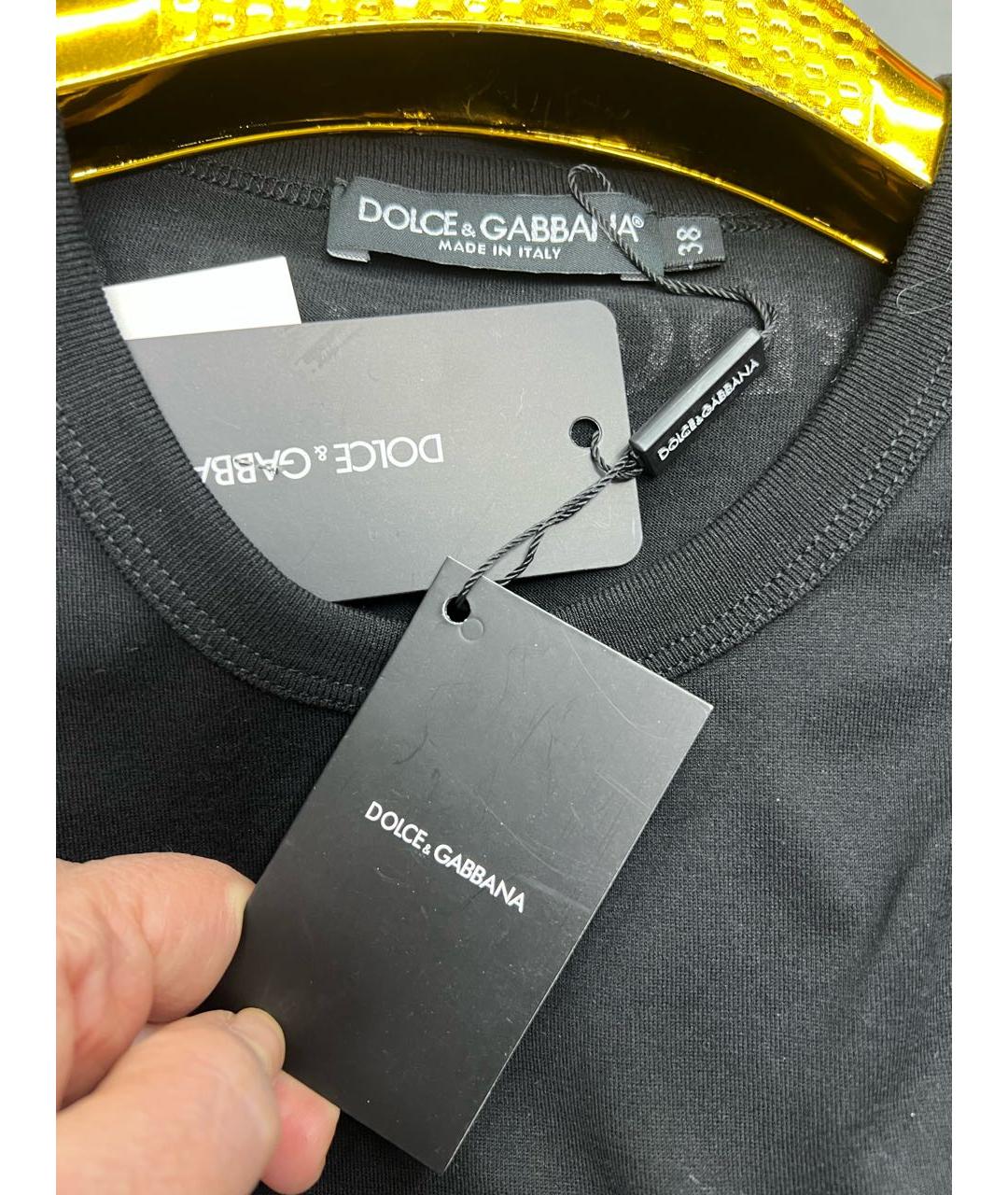 DOLCE&GABBANA Черная хлопковая футболка, фото 3