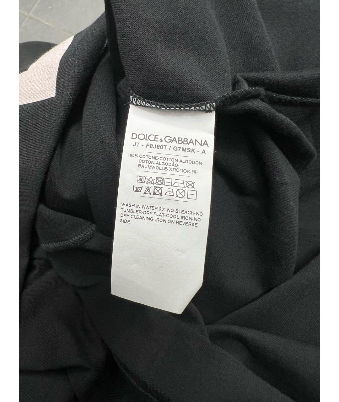 DOLCE&GABBANA Черная хлопковая футболка, фото 5
