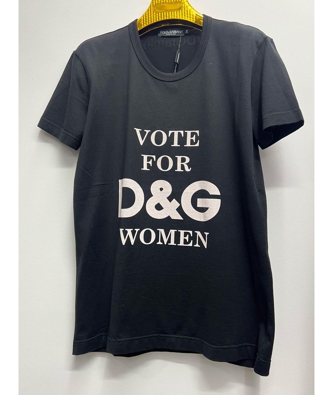 DOLCE&GABBANA Черная хлопковая футболка, фото 4