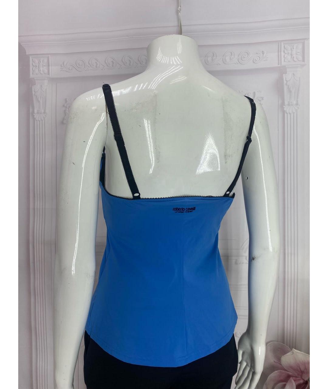 ROBERTO CAVALLI Синяя полиэстеровая майка, фото 2