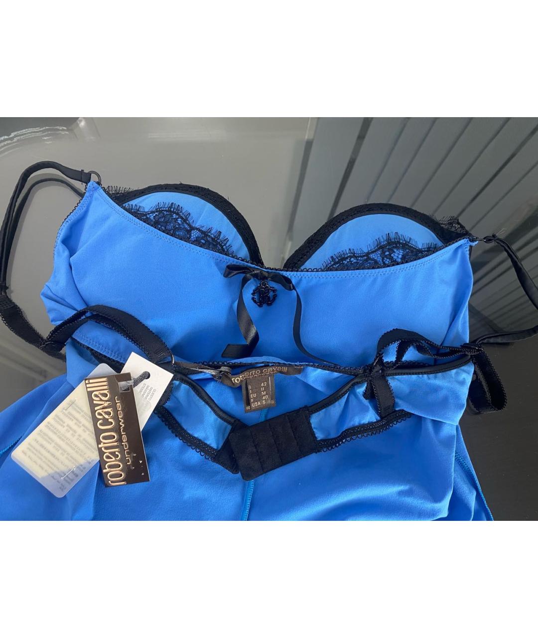 ROBERTO CAVALLI Синяя полиэстеровая майка, фото 3