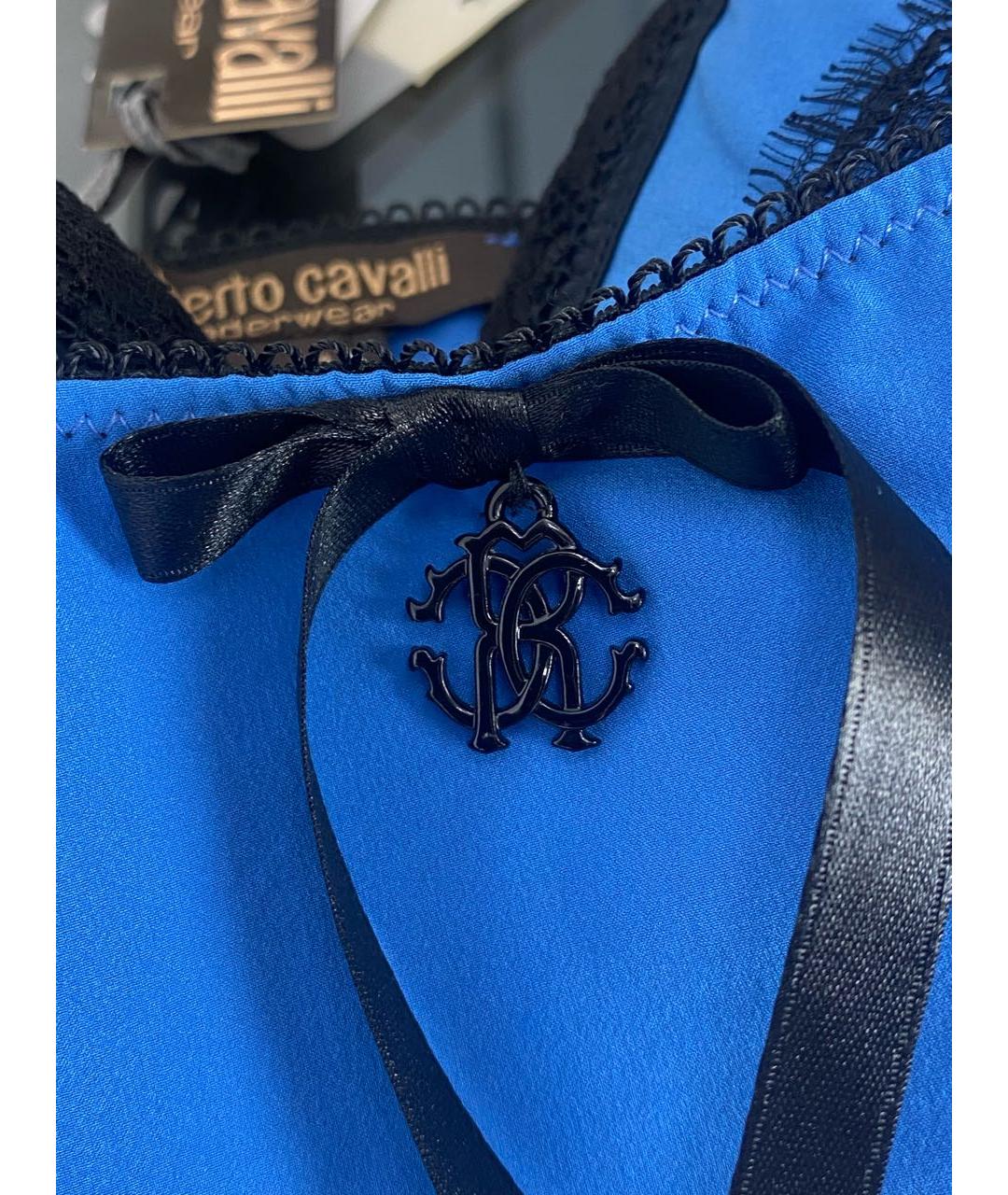 ROBERTO CAVALLI Синяя полиэстеровая майка, фото 4