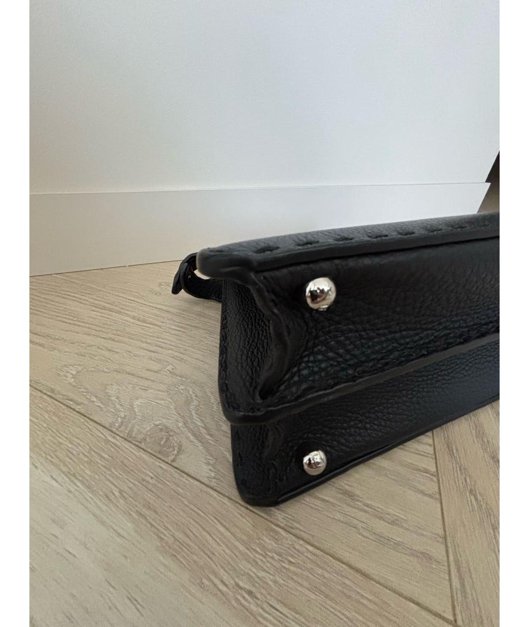 FENDI Черная кожаная сумка с короткими ручками, фото 5