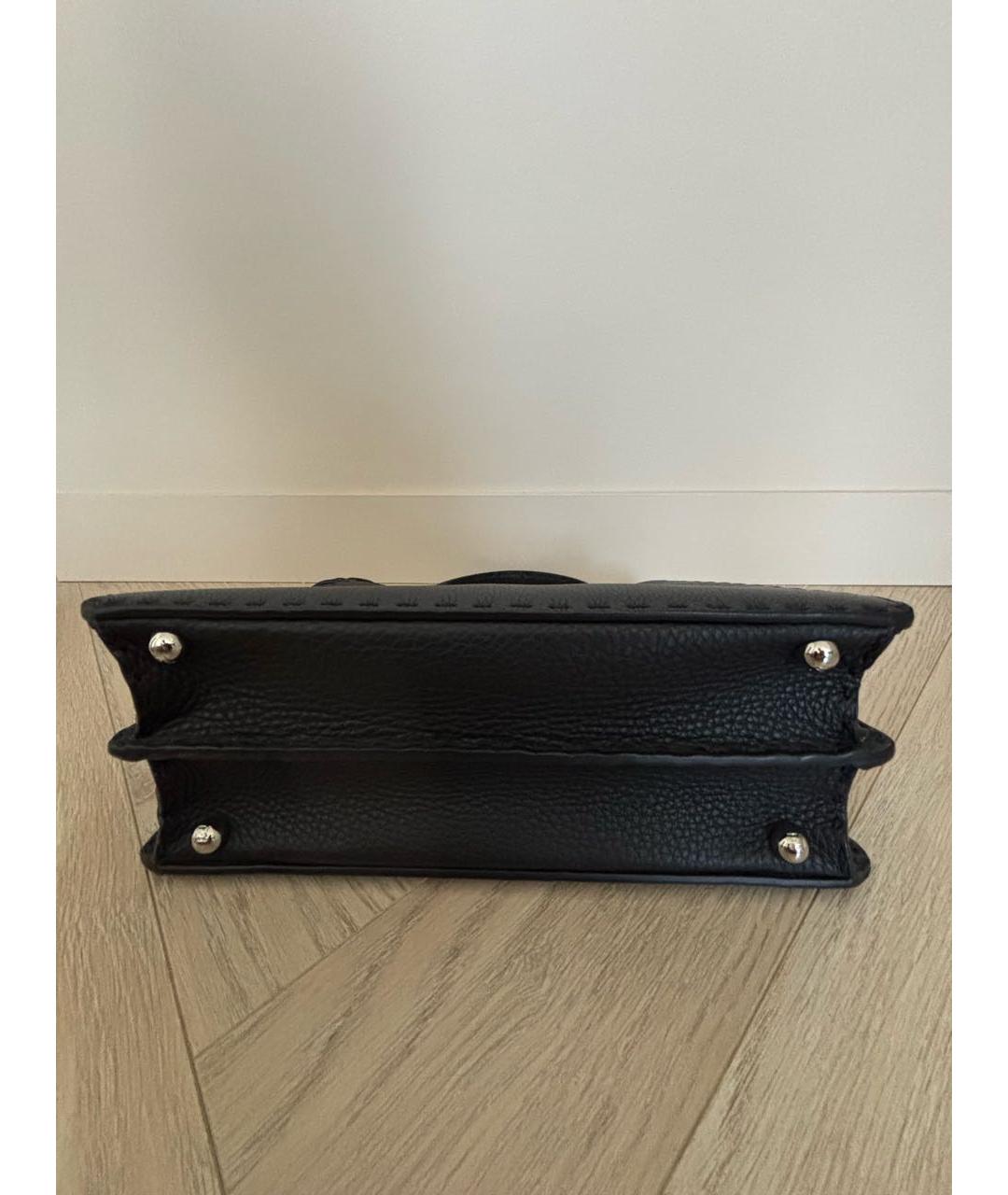 FENDI Черная кожаная сумка с короткими ручками, фото 4