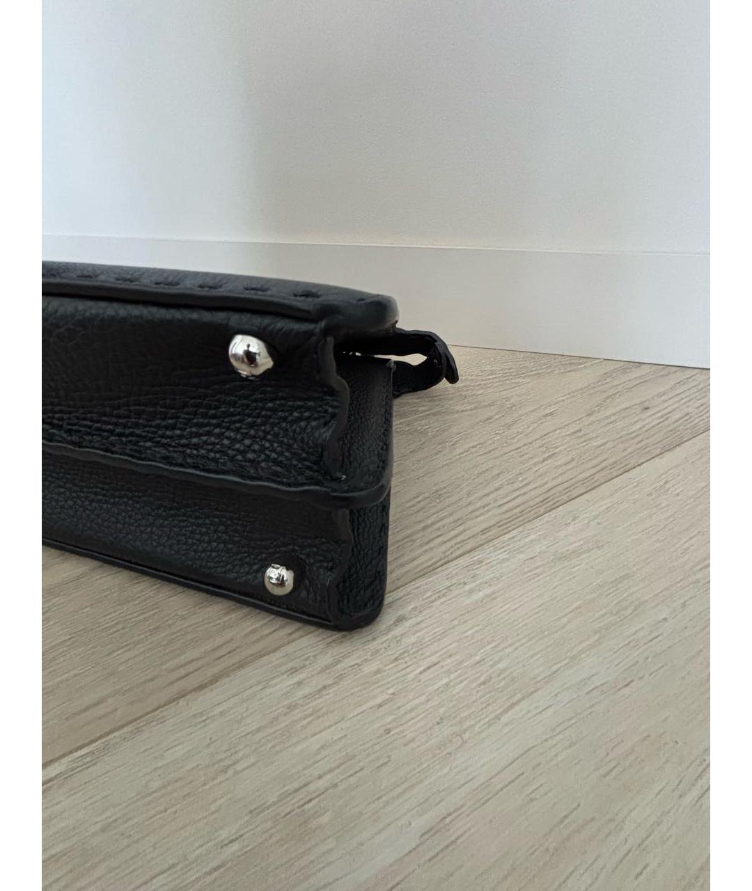 FENDI Черная кожаная сумка с короткими ручками, фото 6