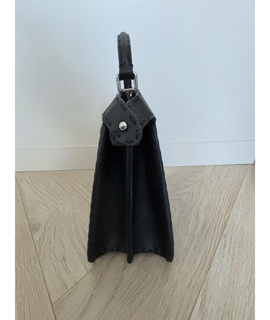 FENDI Черная кожаная сумка с короткими ручками, фото 3