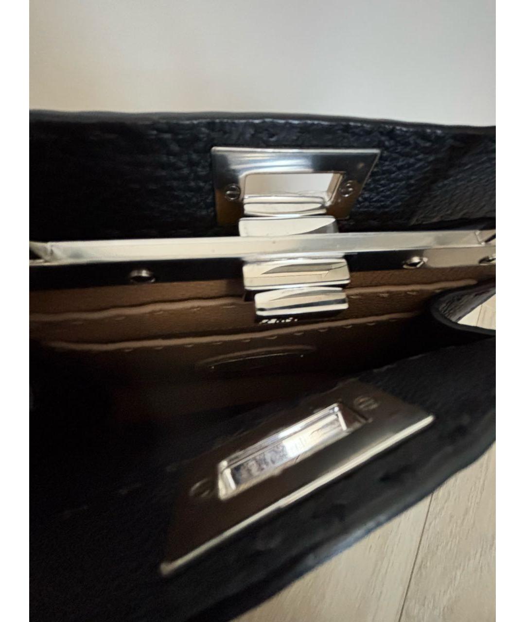 FENDI Черная кожаная сумка с короткими ручками, фото 8