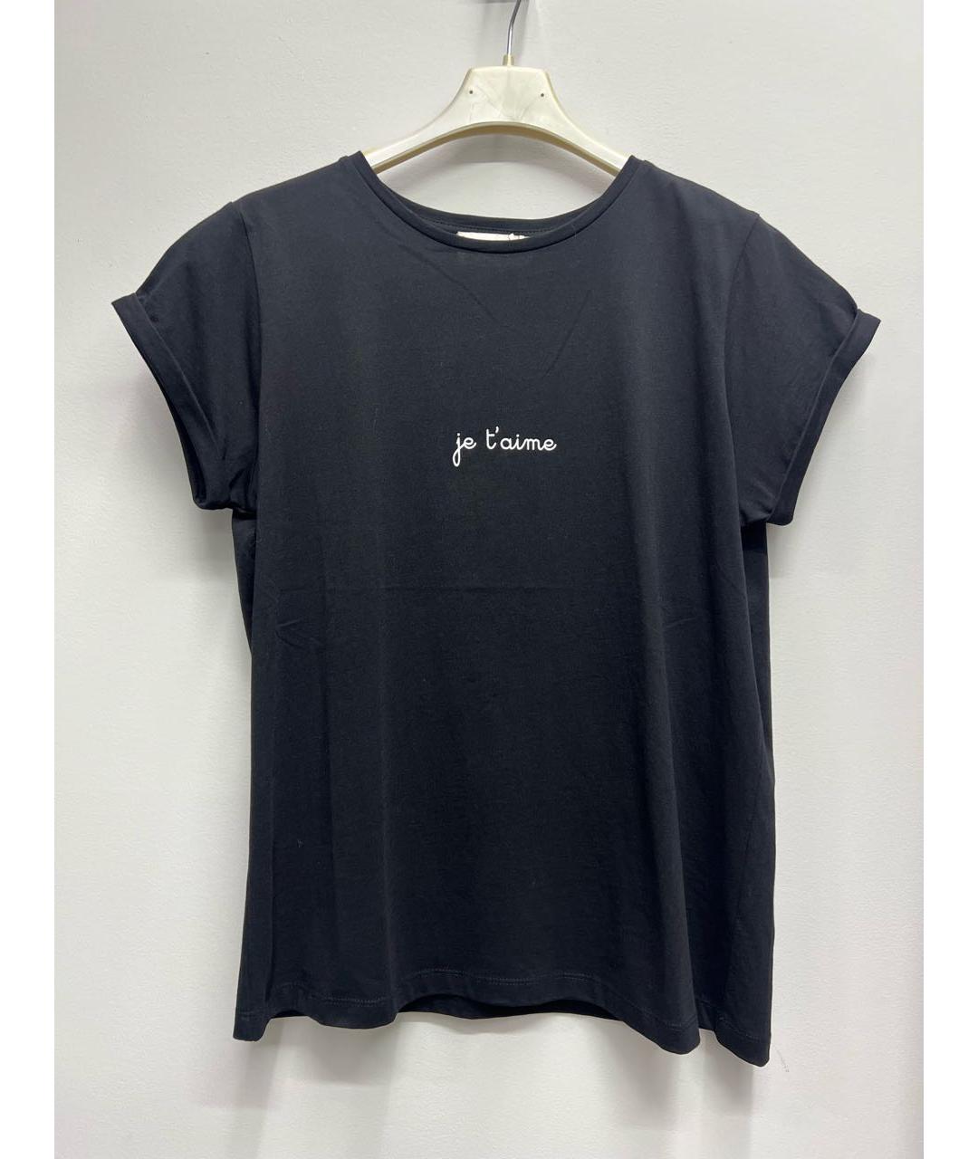 'S MAX MARA Черная хлопковая футболка, фото 4