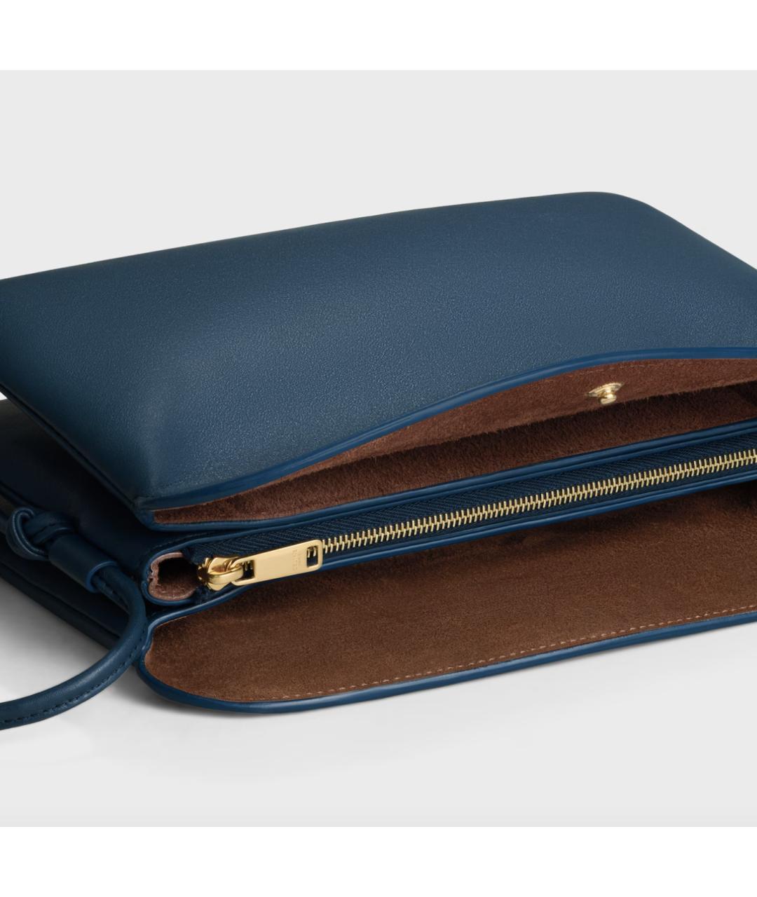 CELINE Бирюзовая кожаная сумка через плечо, фото 4