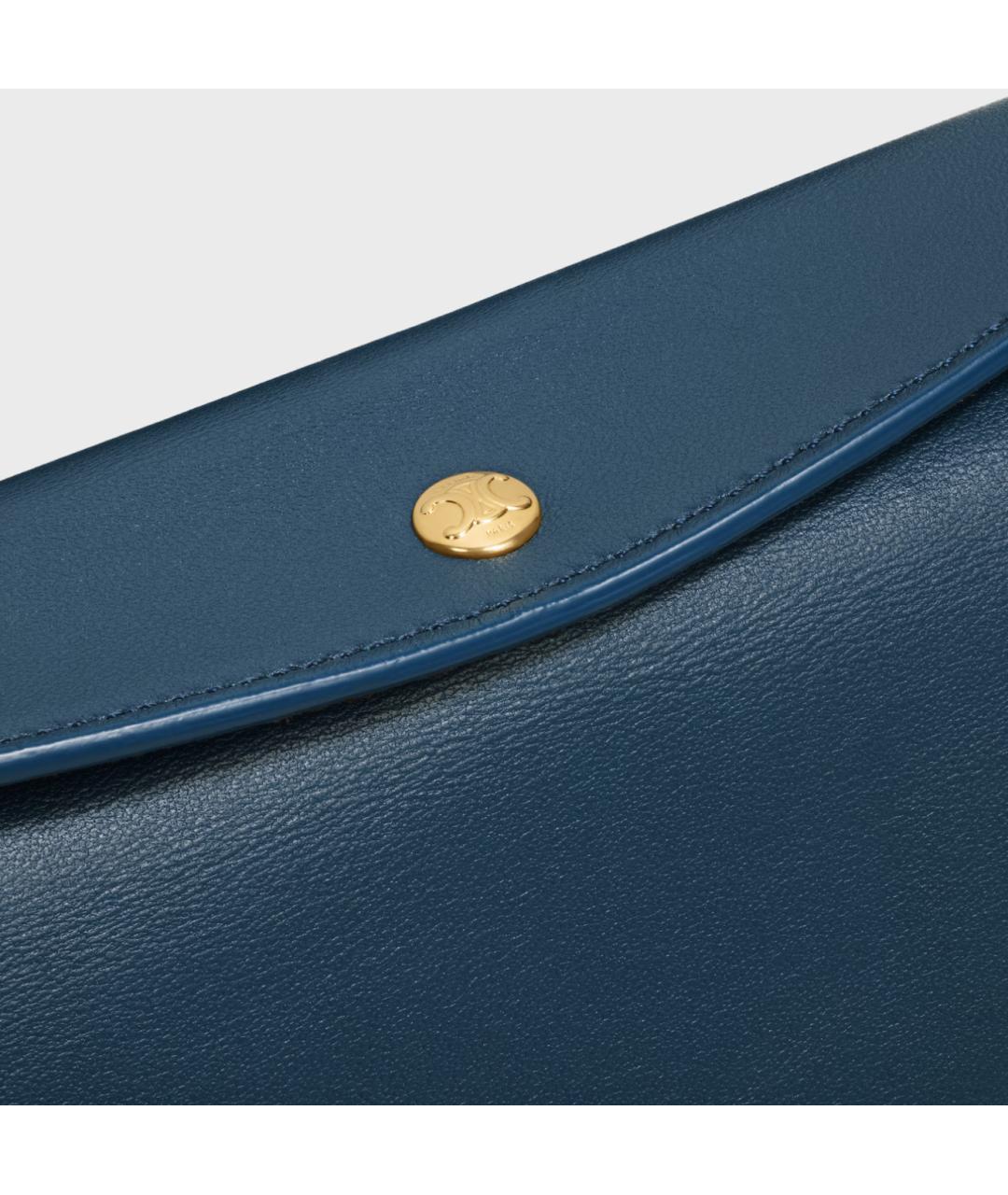 CELINE Бирюзовая кожаная сумка через плечо, фото 5