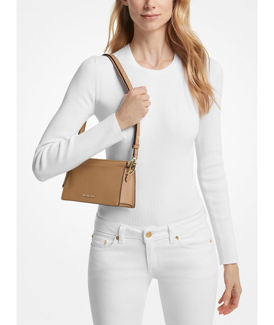 MICHAEL KORS Коричневая кожаная сумка через плечо, фото 3