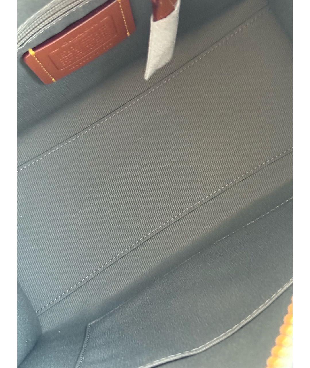 COACH Серая кожаная сумка с короткими ручками, фото 4