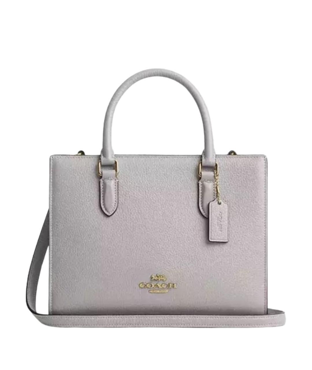 COACH Серая кожаная сумка с короткими ручками, фото 1