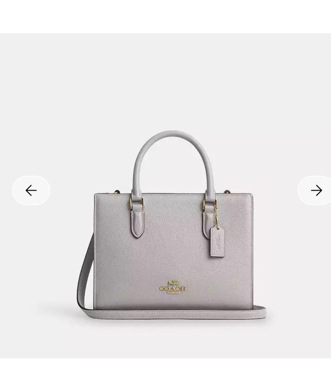 COACH Серая кожаная сумка с короткими ручками, фото 9