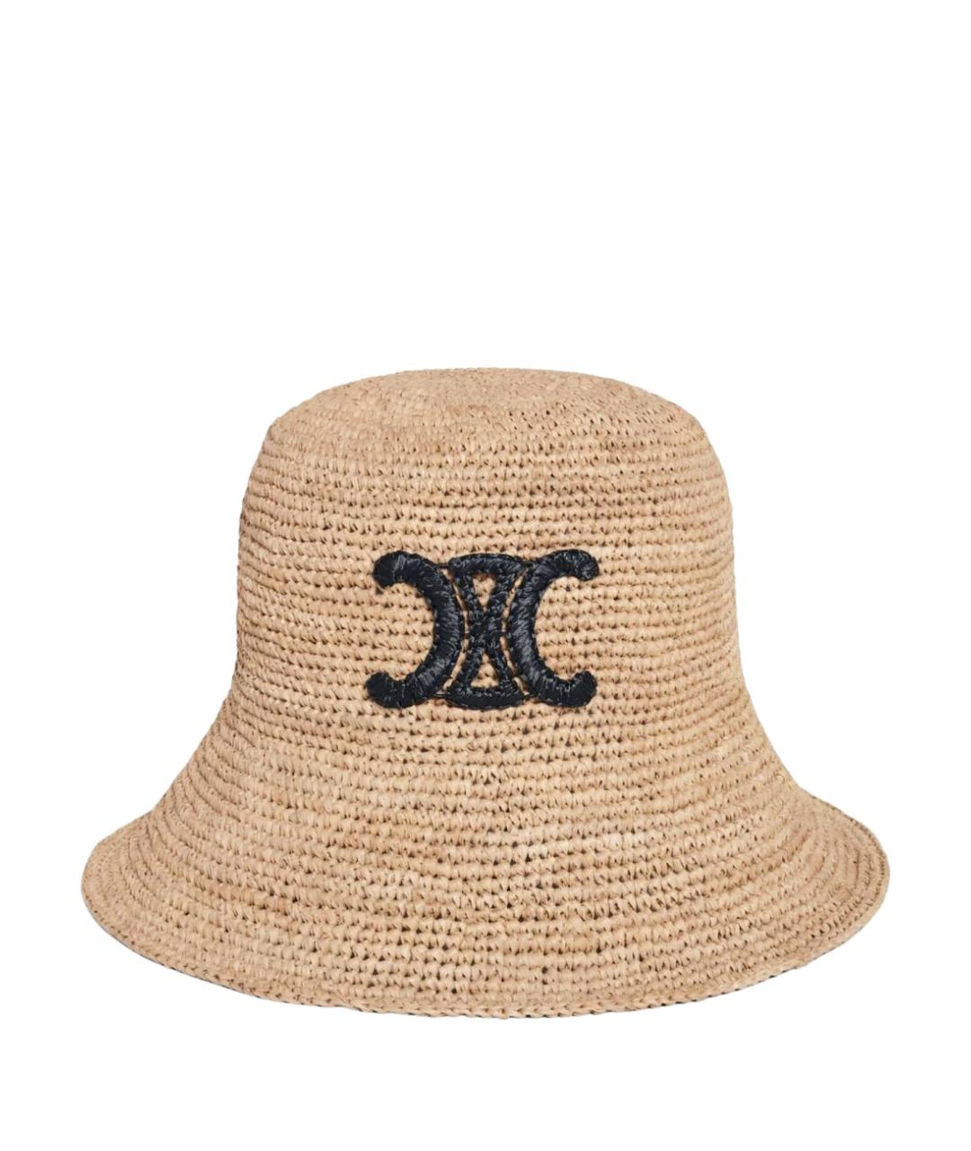 CELINE Бежевая соломенная панама, фото 1