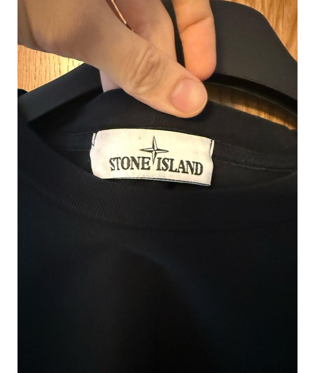 STONE ISLAND Черная хлопковая футболка, фото 3