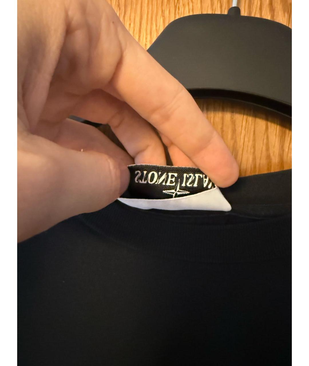 STONE ISLAND Черная хлопковая футболка, фото 4