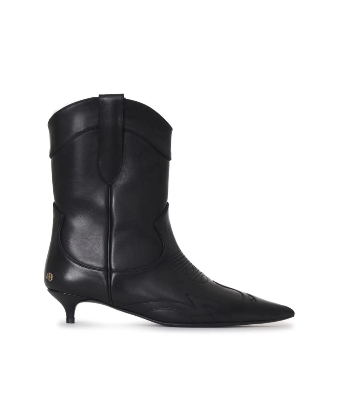 ANINE BING Черные кожаные ботильоны, фото 1