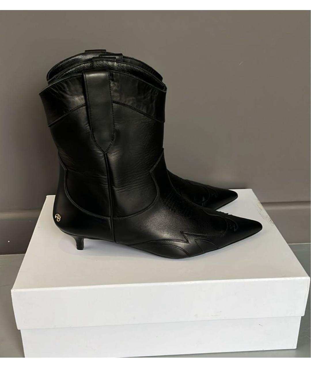 ANINE BING Черные кожаные ботильоны, фото 6