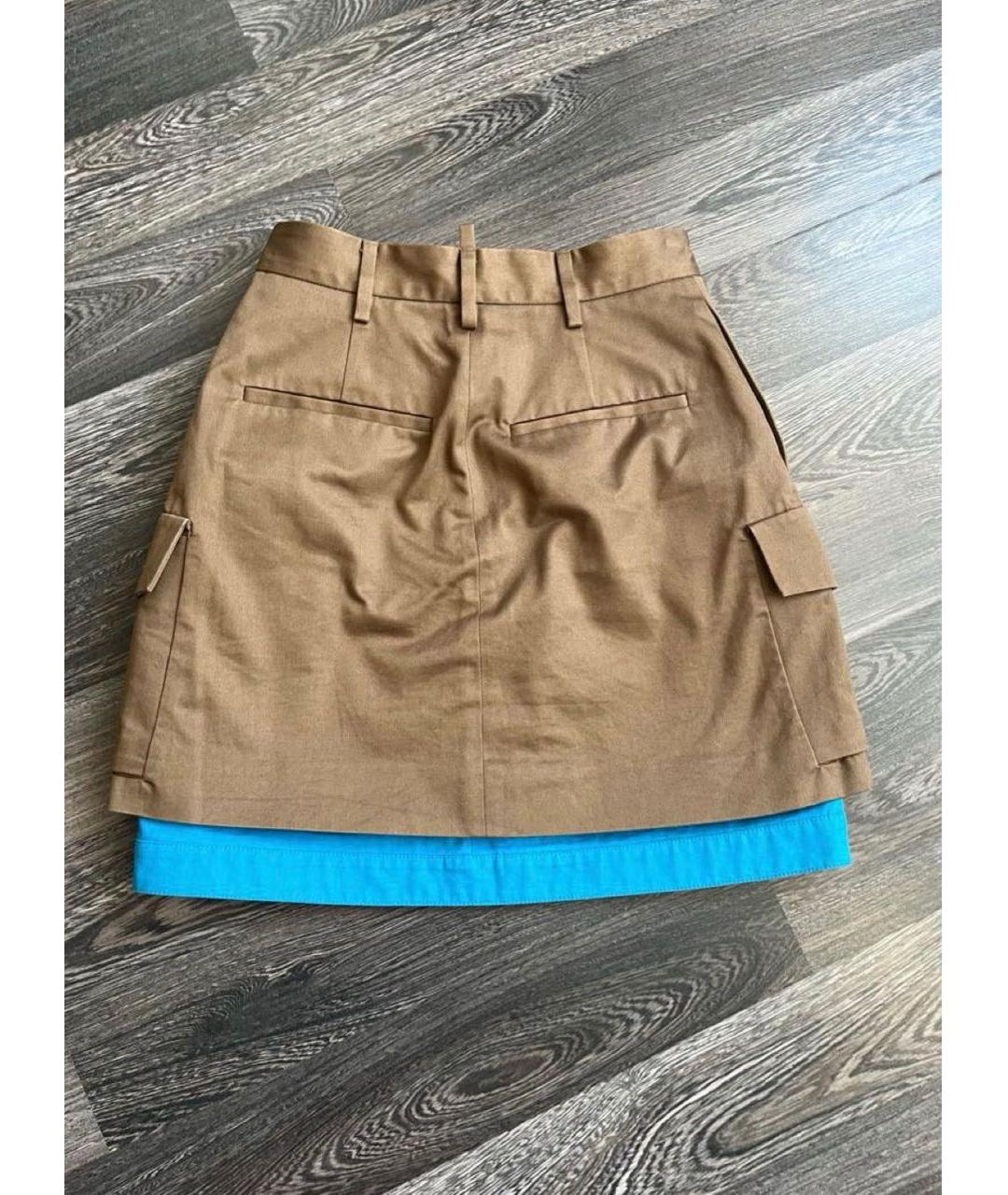 DSQUARED2 Коричневая хлопковая юбка мини, фото 3