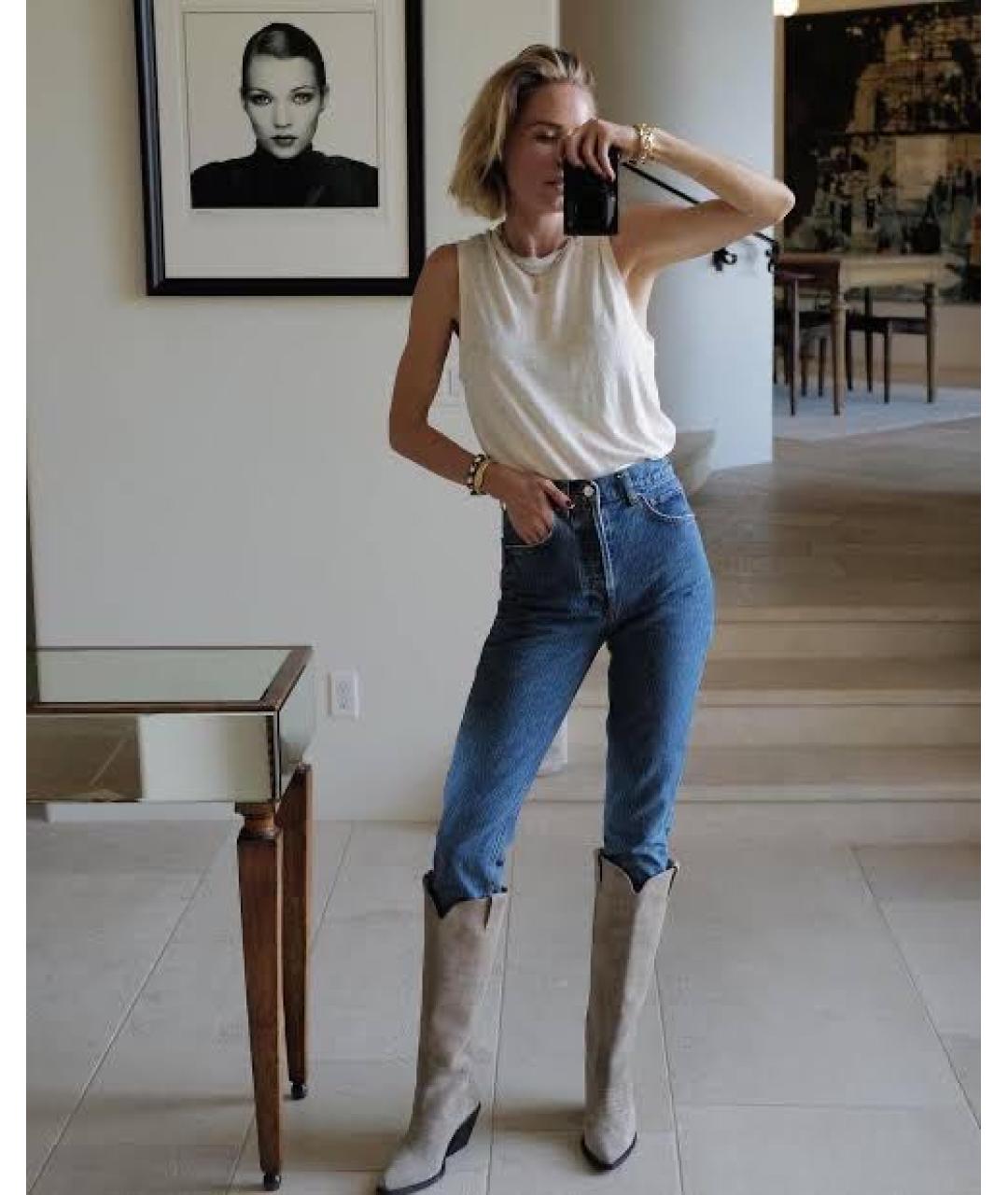 ANINE BING Бежевые замшевые сапоги, фото 3