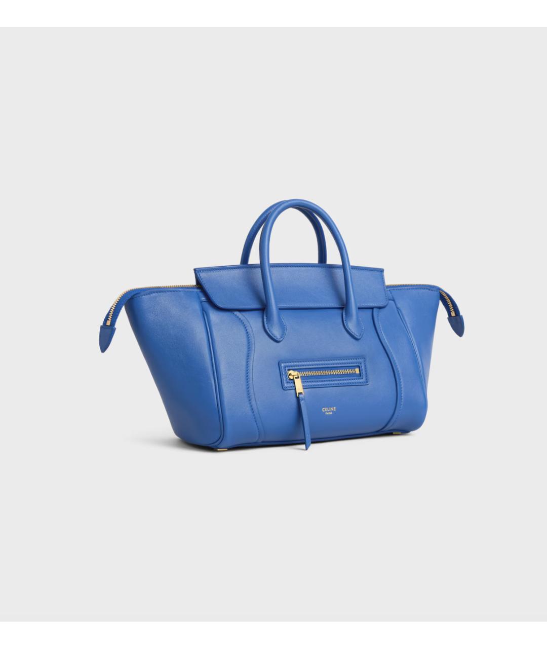 CELINE Голубая кожаная сумка тоут, фото 3