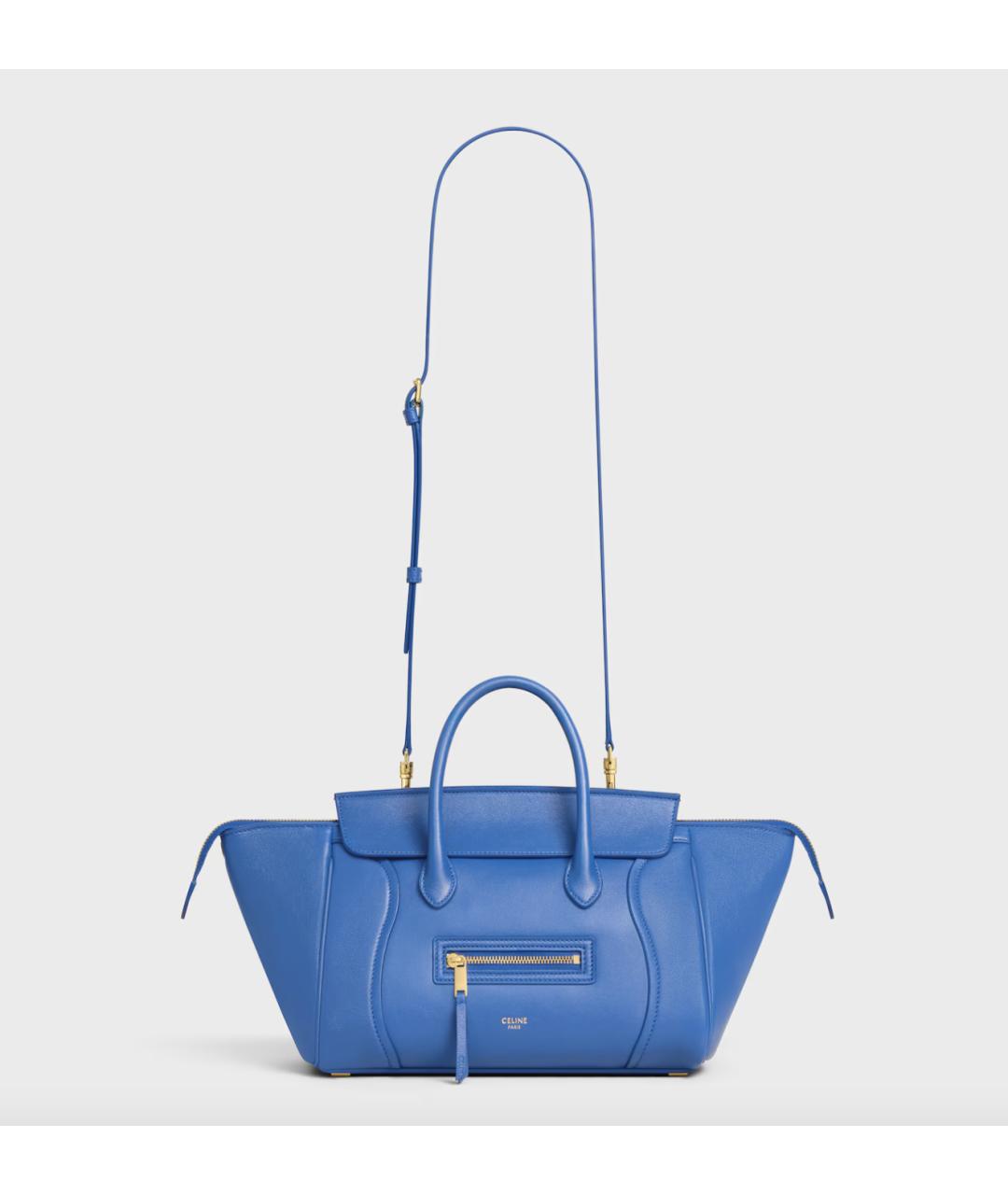 CELINE Голубая кожаная сумка тоут, фото 6